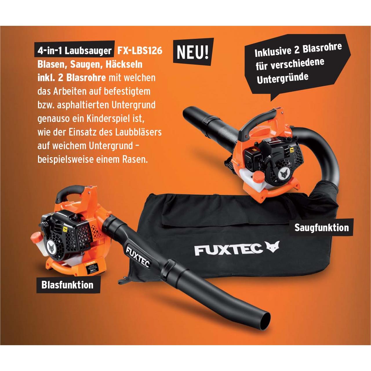 B-Ware FUXTEC FX-LBS126 4in1 Laubsauger Laubbläser Laubhäcksler